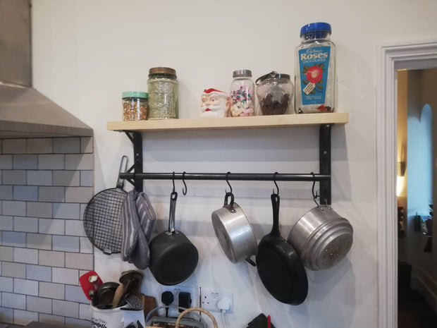 Industrial Kitchen Rail and Shelf
