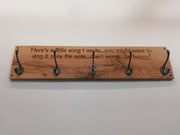 Solid Oak Engraved Coat Rack