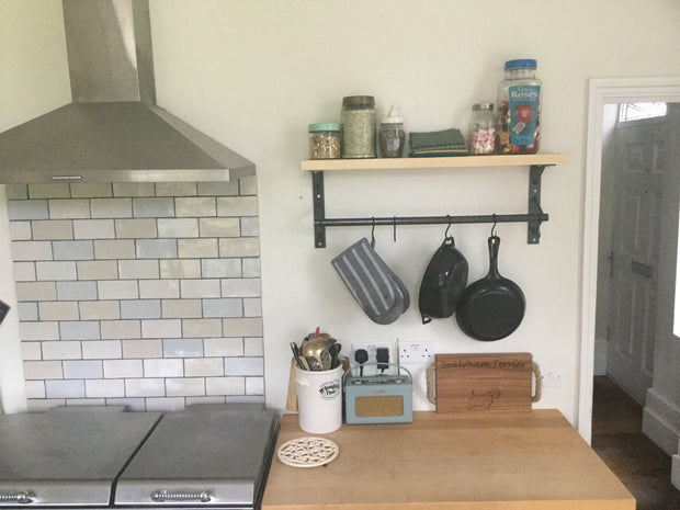 Industrial Kitchen Rail and Shelf